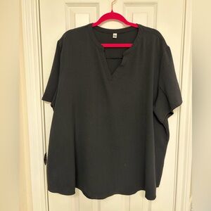 Women’s Black V-Neck Chiffon Tunic Blouse
